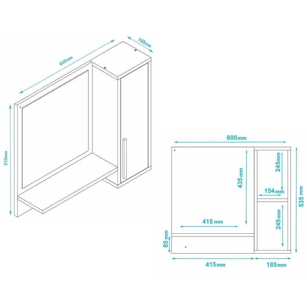 Miniatura Gabinete Banheiro Com Cuba E Espelheira 45cm Branco