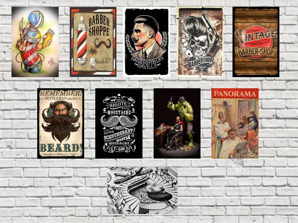 Miniatura 30 placas Decor Barber Shop Vintagê Retrô Barbearia