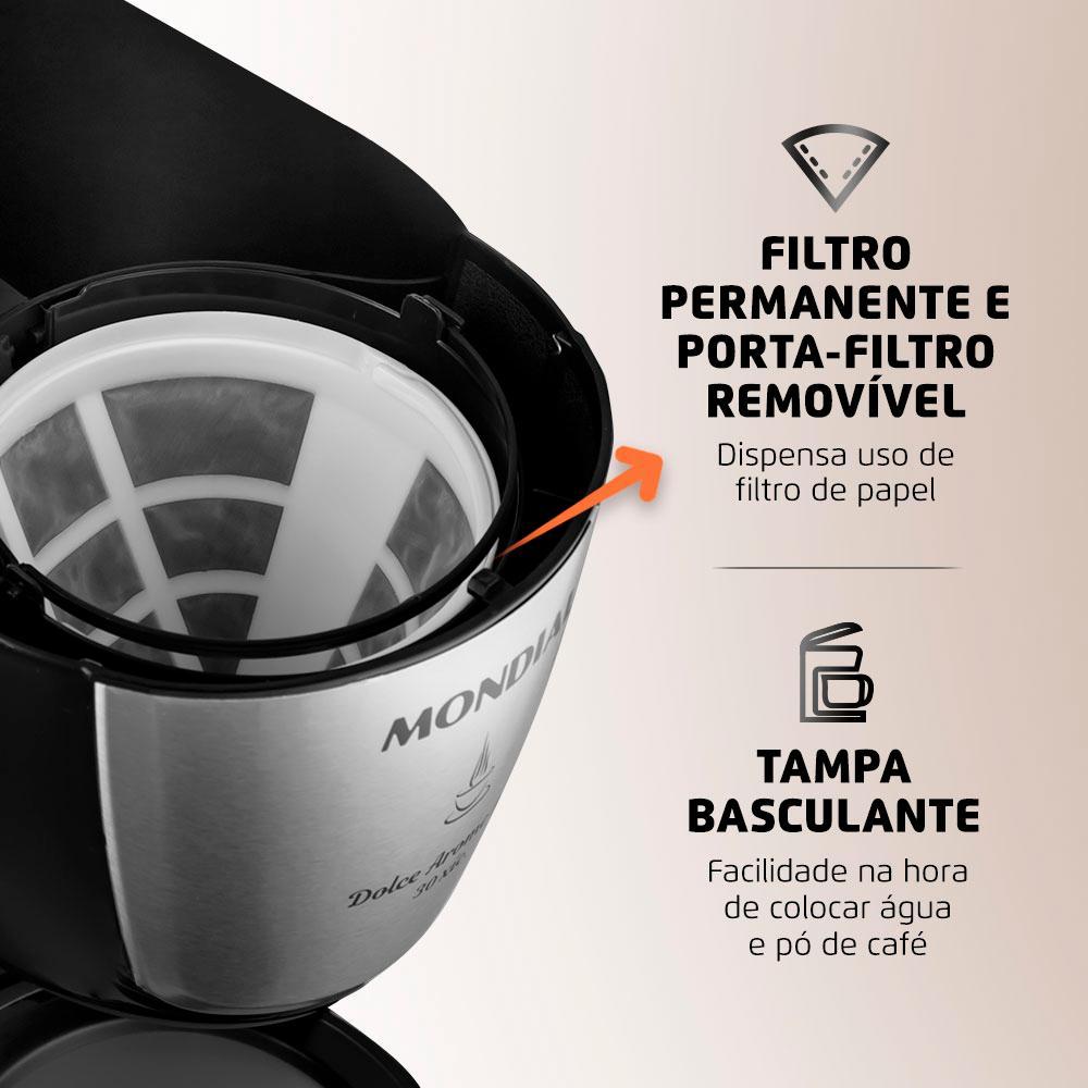 Miniatura Cafeteira Elétrica Mondial Dolce Arome C-37Ji-30X 800W Inox