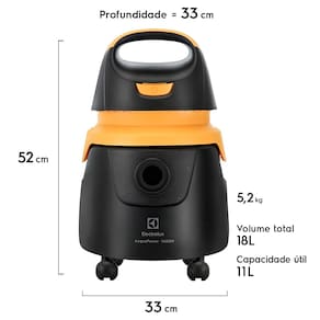 Aspirador Pó e Água Electrolux Acqua Power AQP20 1400W 10L com Acessórios Amarelo e Preto 110V