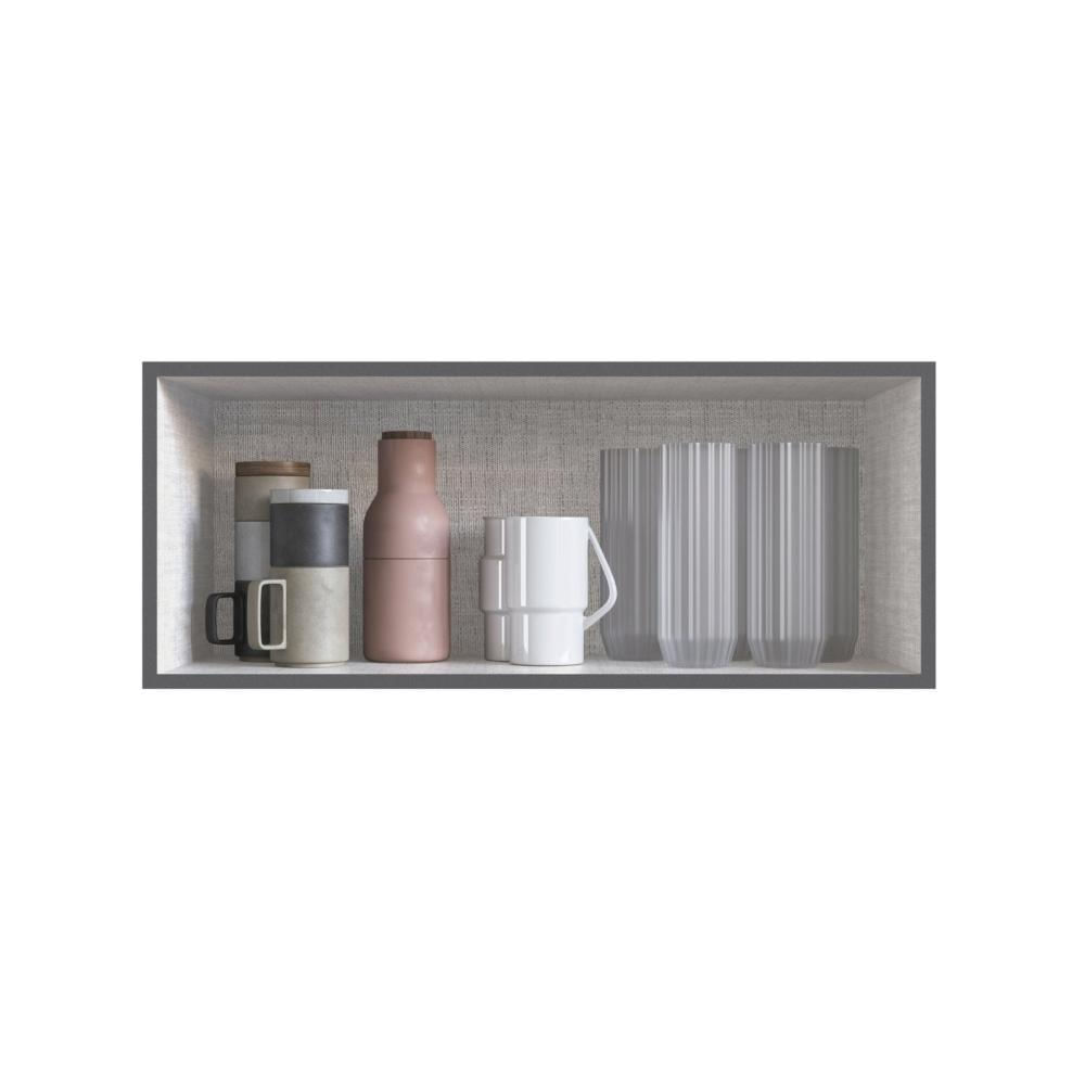 Miniatura Armário Aéreo para Cozinha 80cm 1 Porta Roma Edez Grafite/Cedro