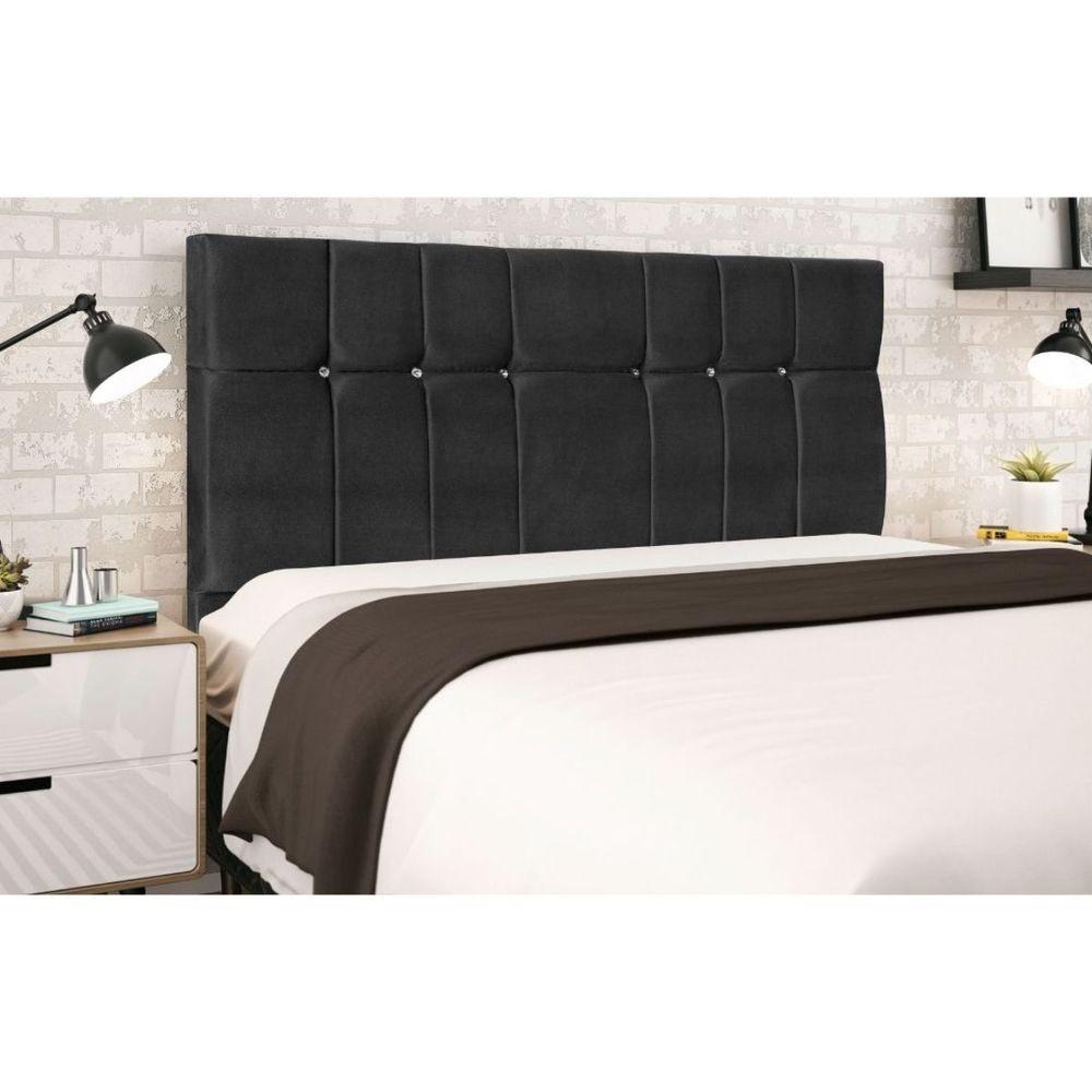 Cabeceira Estofada Cama Box King 195 Cm Camboriú Suede Preto