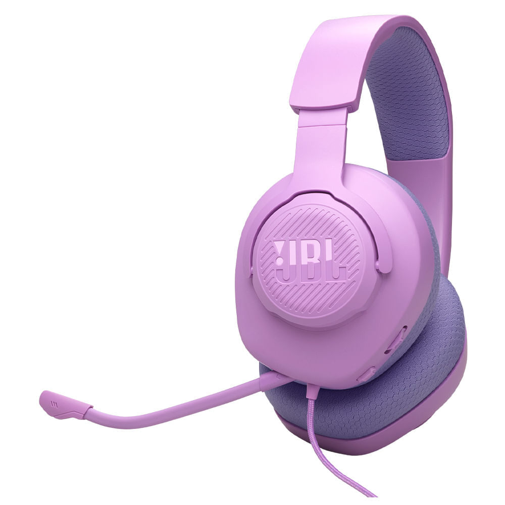 Miniatura Fone de Ouvido JBL Quantum 100 M2 Headset Gamer Rosa e Lilás Microfone Boom Destacável