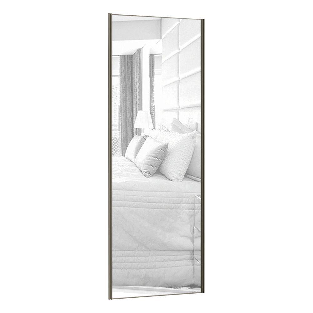 Miniatura Porta De Correr 80cm Com Espelho, Puxador Inox