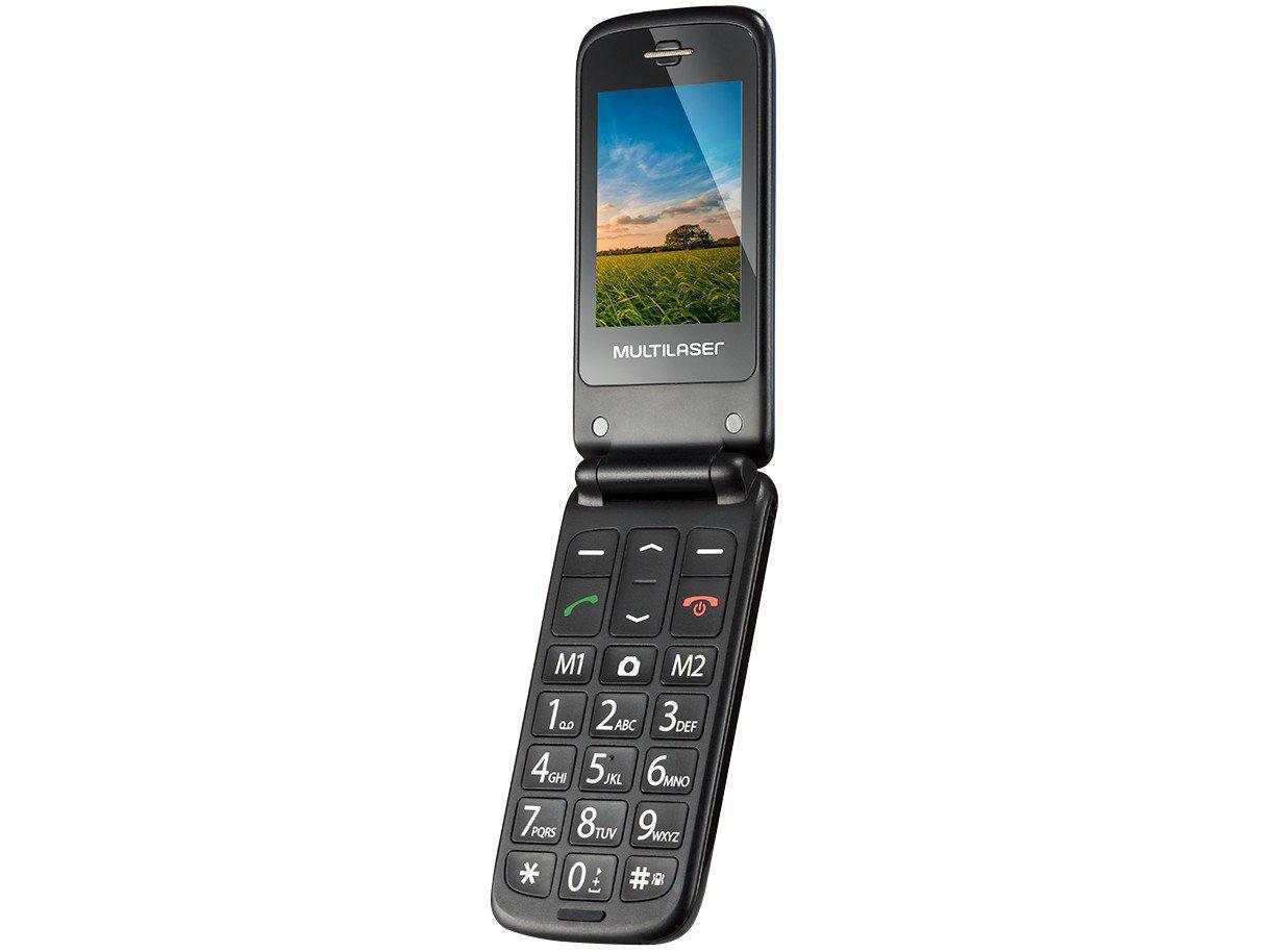 Miniatura Celular Vita Flip Botão Sos Bluetooth Multilaser Azul
