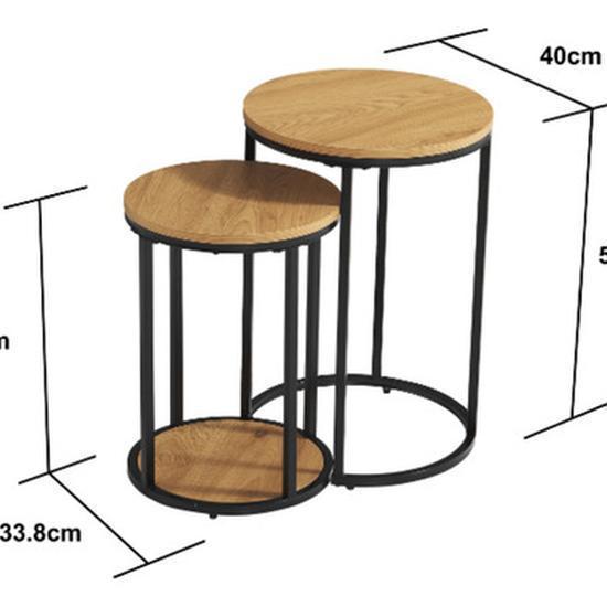 Miniatura Mesa Lateral De Centro Dupla Aço E Madeira 77X40X60Cm