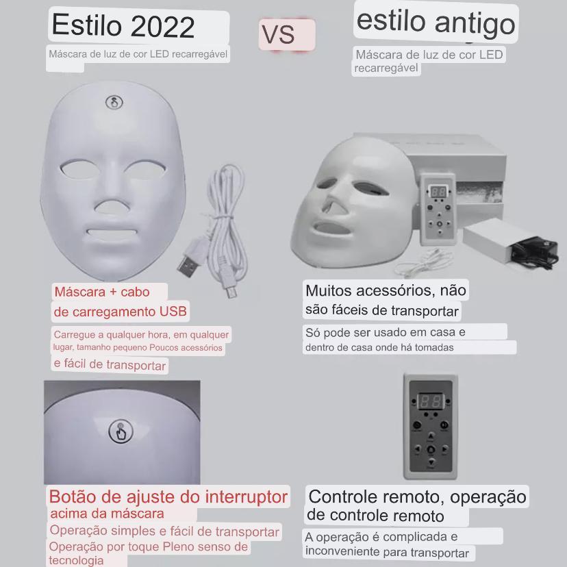 Miniatura Máscara Led 7 Cores Wireless Estética Acne Manchas Rugas