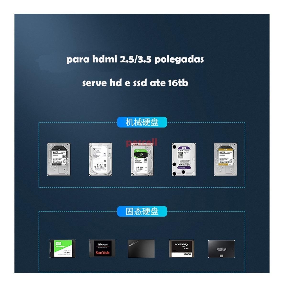 Case Para Hd Ssd 2.5/3.5 Polegadas Sata Usb 3.0