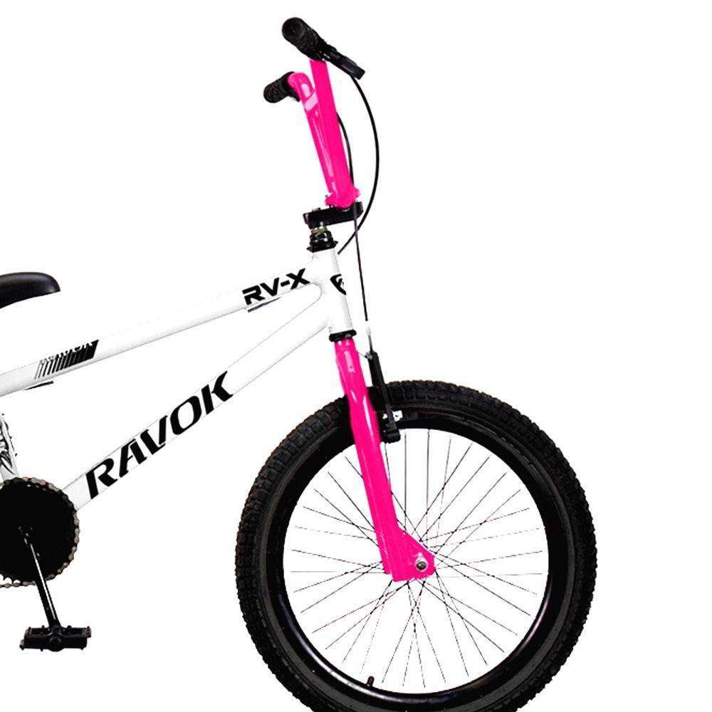 Miniatura Bicicleta Aro 20 Bmx Rv-x Aero Freio V-brake Infantil Branco Rosa
