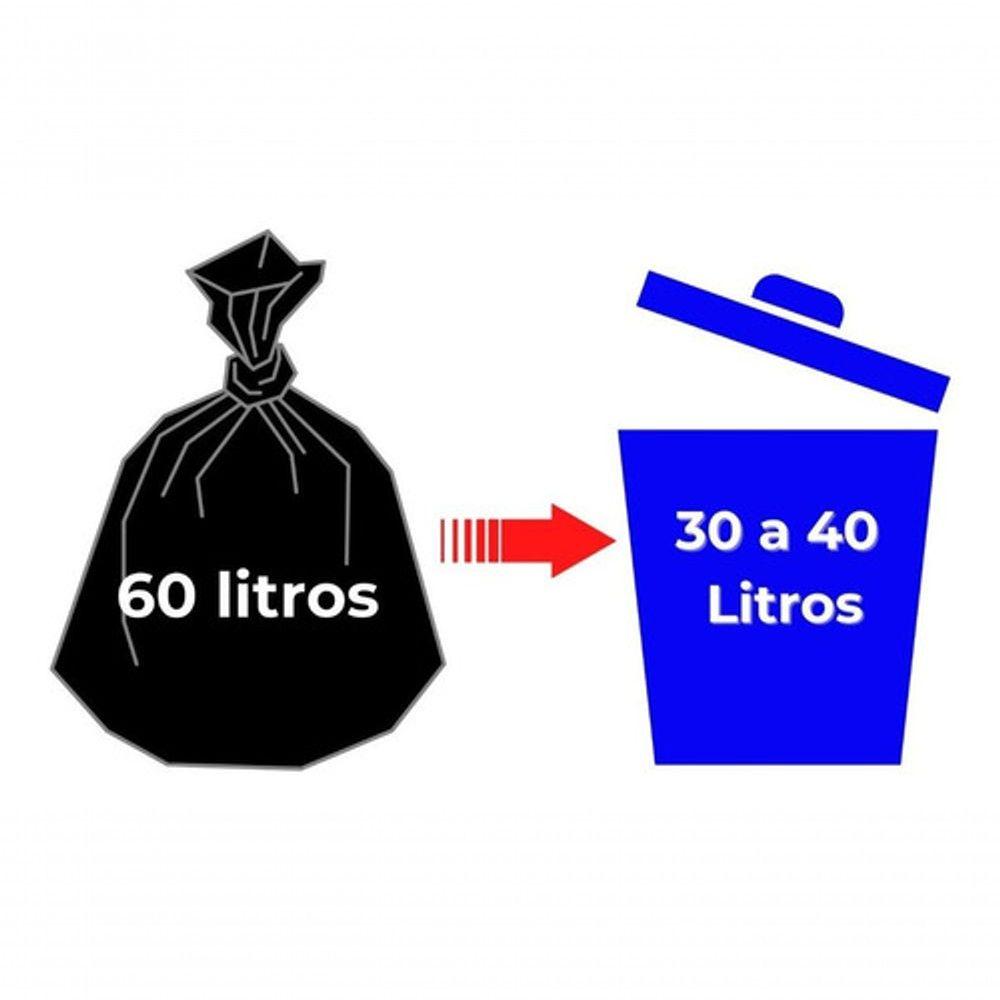 Miniatura Saco De Lixo Preto 60L Reforçado Resistente 100Un Preto