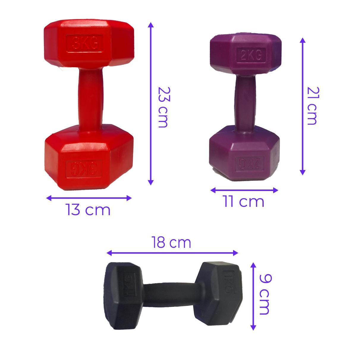 Miniatura Kit Halteres Plástico 1Kg A 3Kg Suporte Musculação Academia
