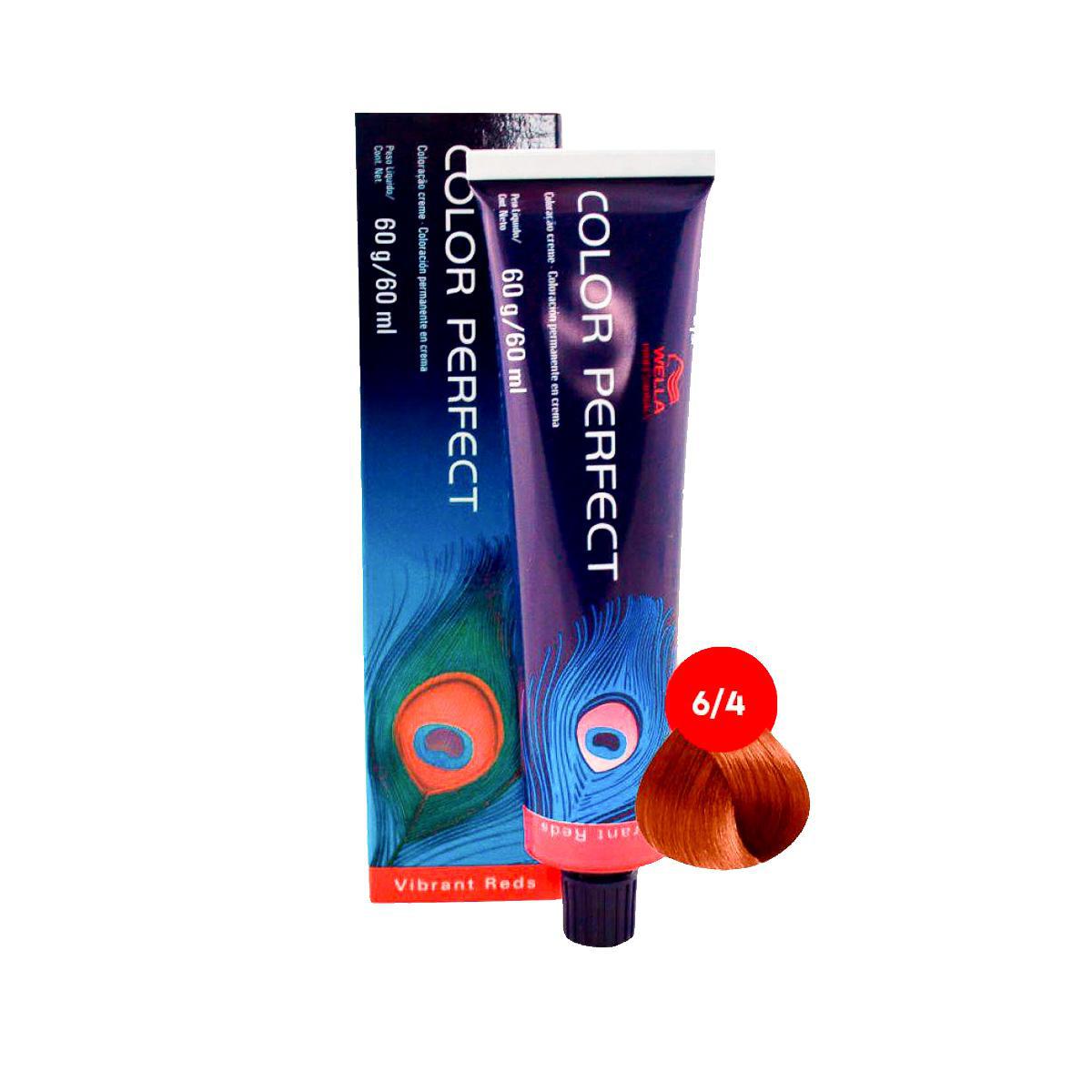 Miniatura Tintura Wella Color Perfect 6/4 Louro Escuro Avermelhado 60G