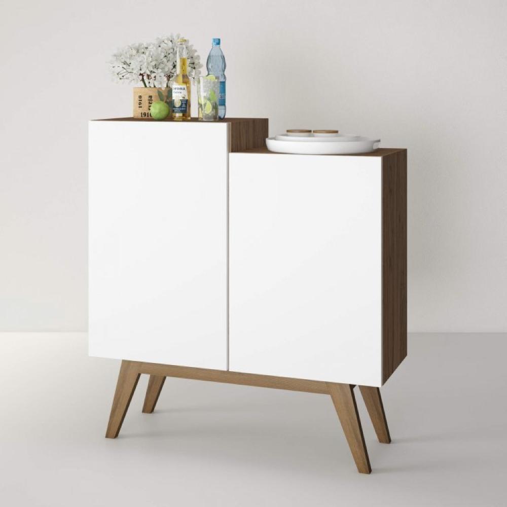 Conjunto Rack para TV até 48 Polegadas 2 Portas e Buffet 2 Portas Modern Estilare Branco/Madeirado/Off White