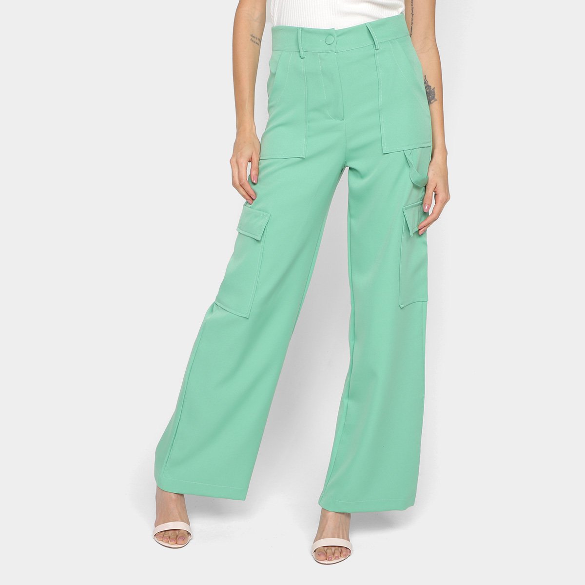 Miniatura Calça Cargo Road Mel Cintura Alta Feminina Verde - G