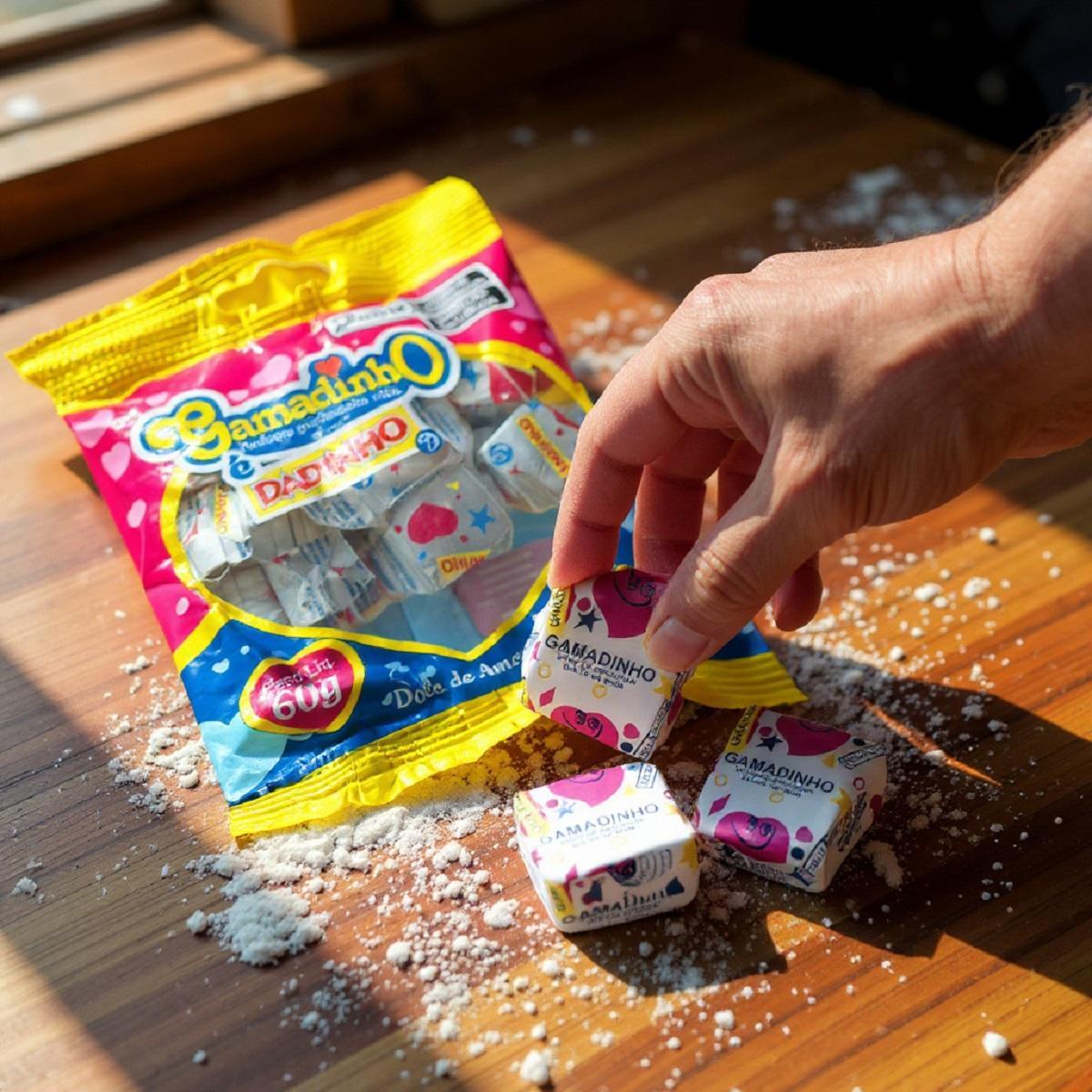 Mini Doce Dadinho Gamadinho 20 Pacotes Amendoim Cremoso 60G