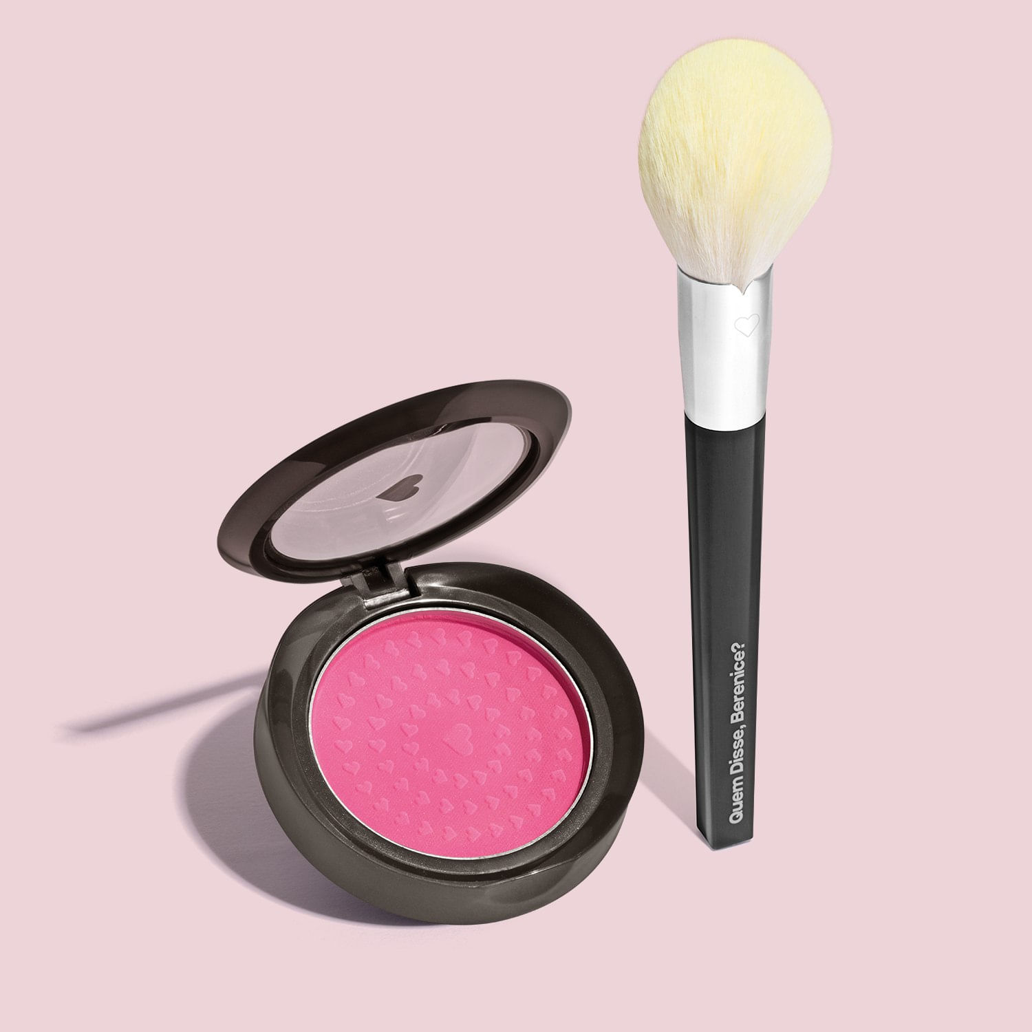 Miniatura Combo Blush Compacto Rosa Rosadinlex 2g + Pincel Para Pó e Blush