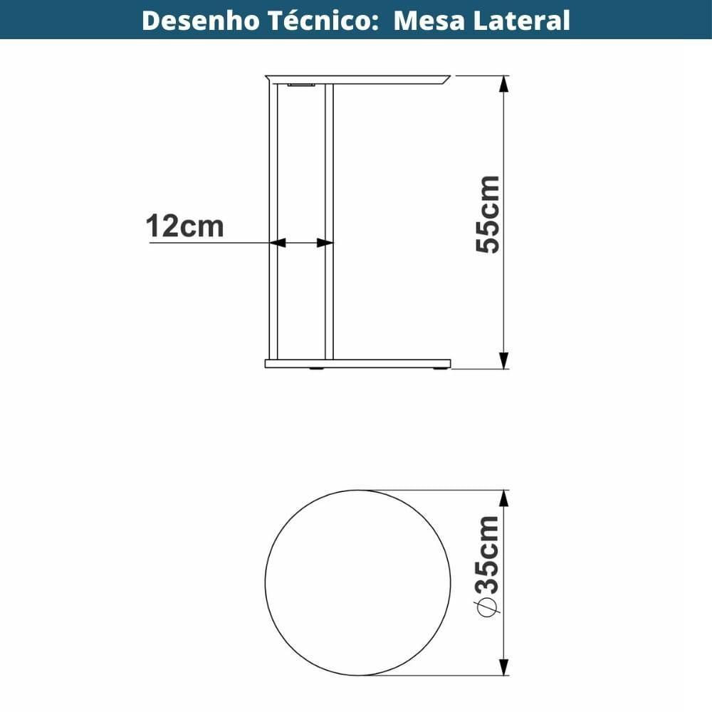 Miniatura Mesa Lateral De Apoio Orgânica Chanfrada Artesano 35 Cm (larg) Mdp Nero (preto) Pés Madeira Maciça