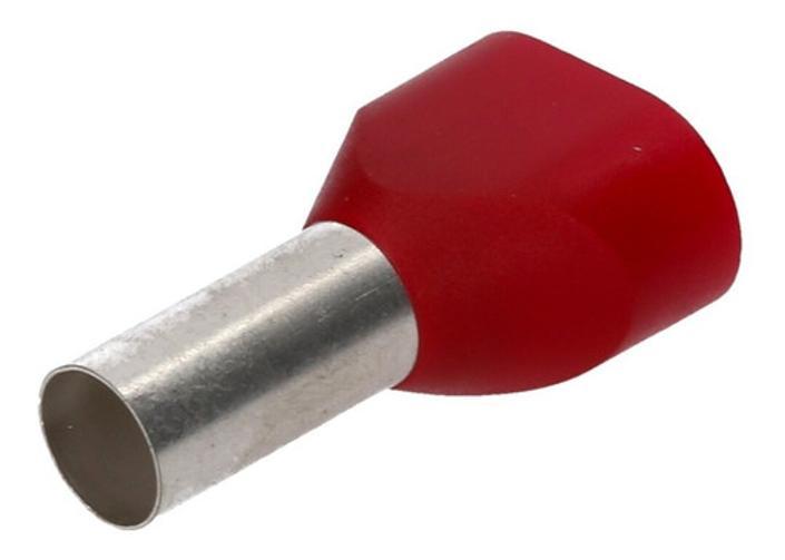 Miniatura Kit 100X Terminal Elétrico Ilhós Tubular Duplo 10Mm Vermelho