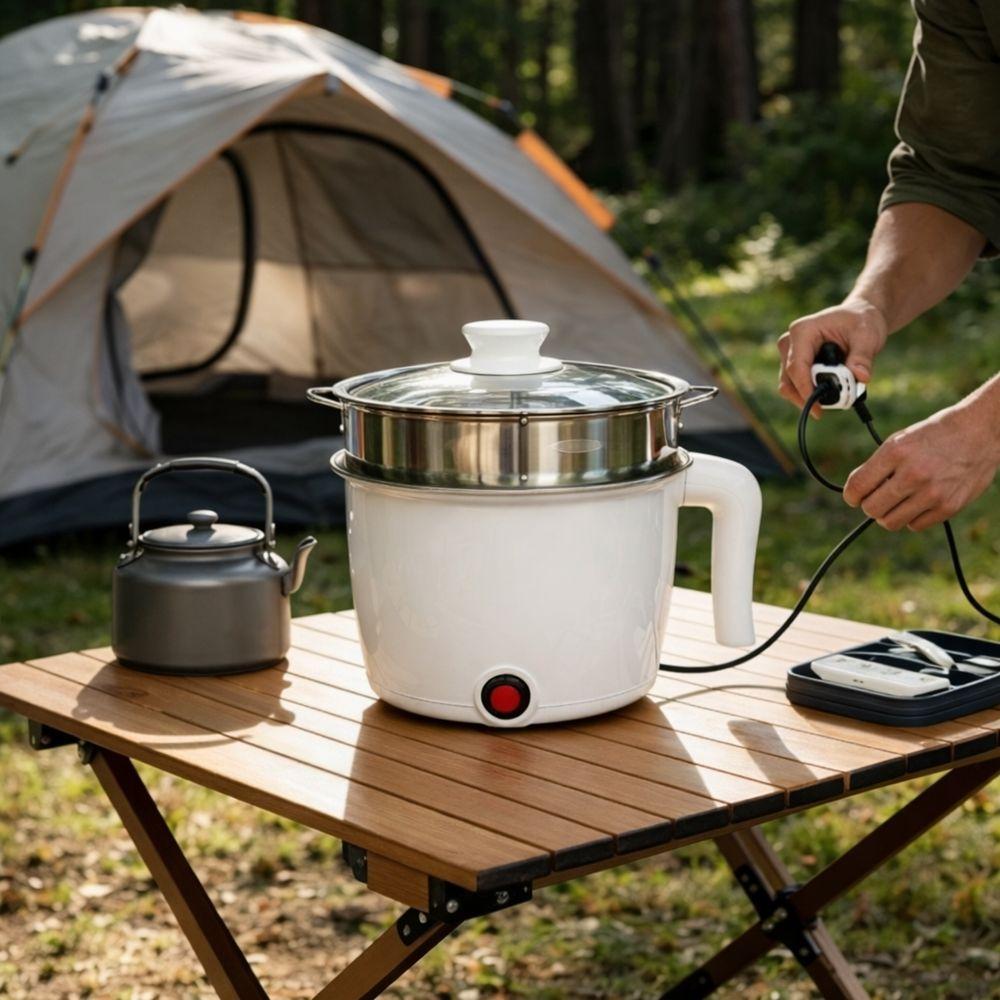 Panela Elétrica Multifuncional Compacta Inox Com Vapor 110V Branco