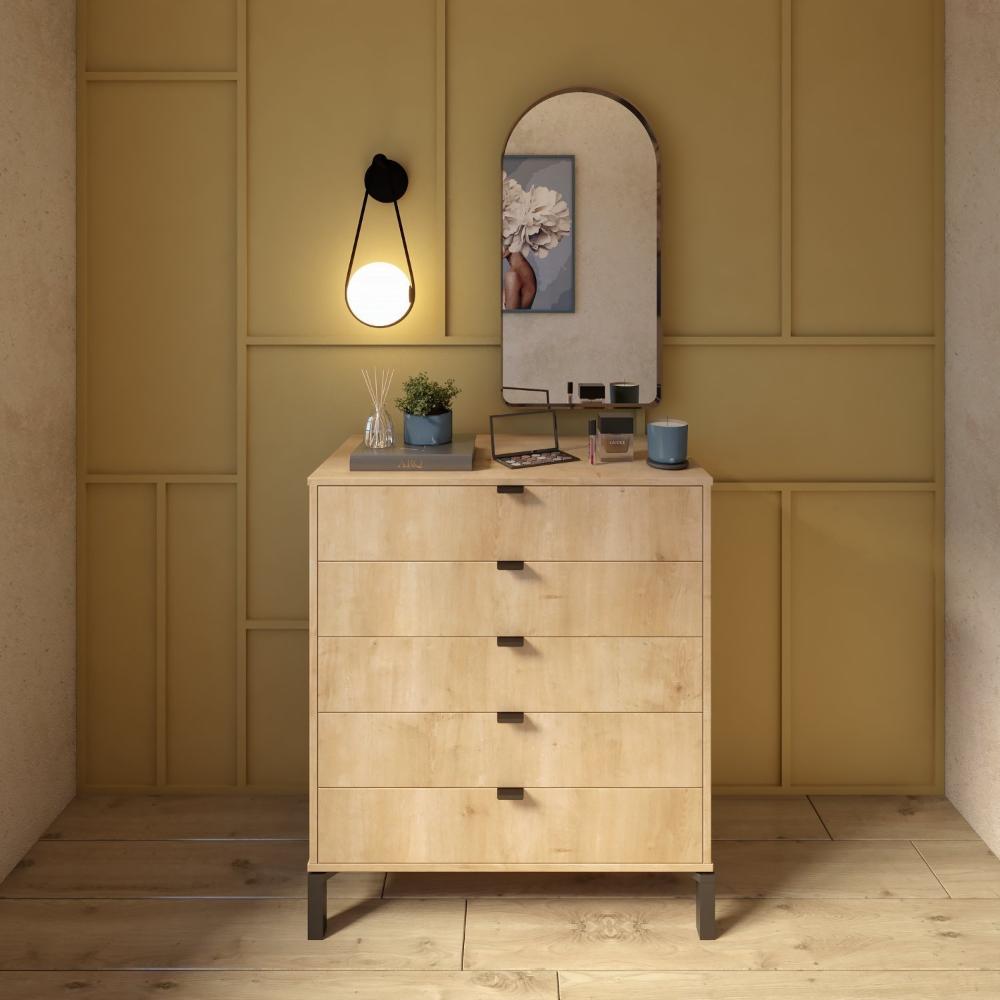 Miniatura Cômoda Falkk Queens 5 Gavetas Amadeirado