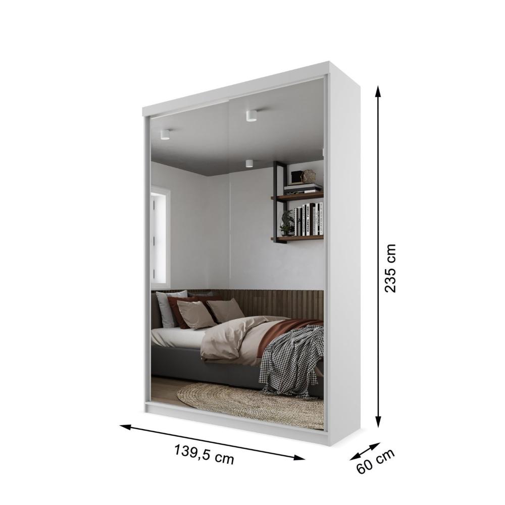 Miniatura Guarda-roupa Solteiro 100% Mdf Bp com 2 Portas de Espelho Geneve Branco