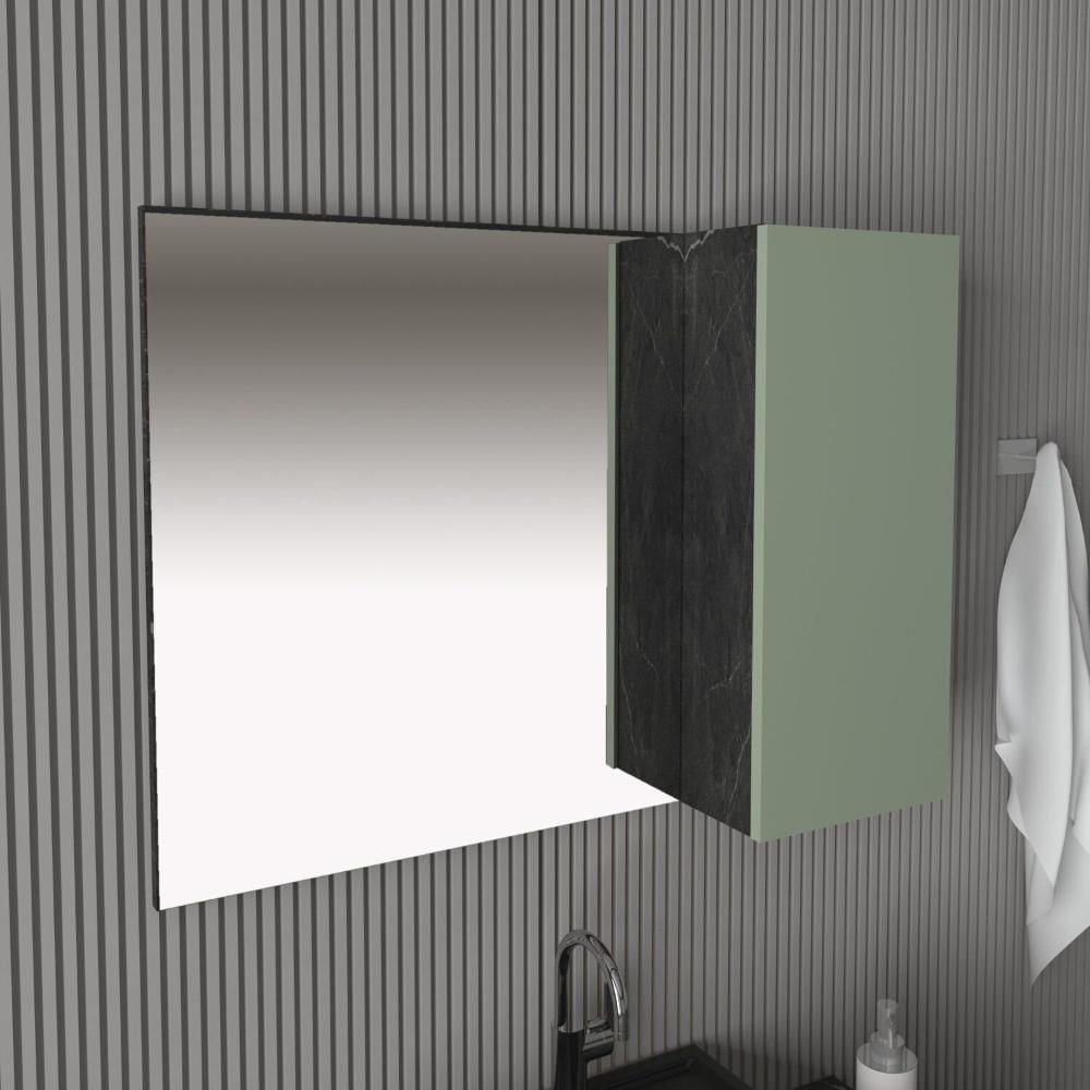 Miniatura Espelheira para Banheiro 80cm 60cm x 17cm Mármore Lunar/Verde Mar