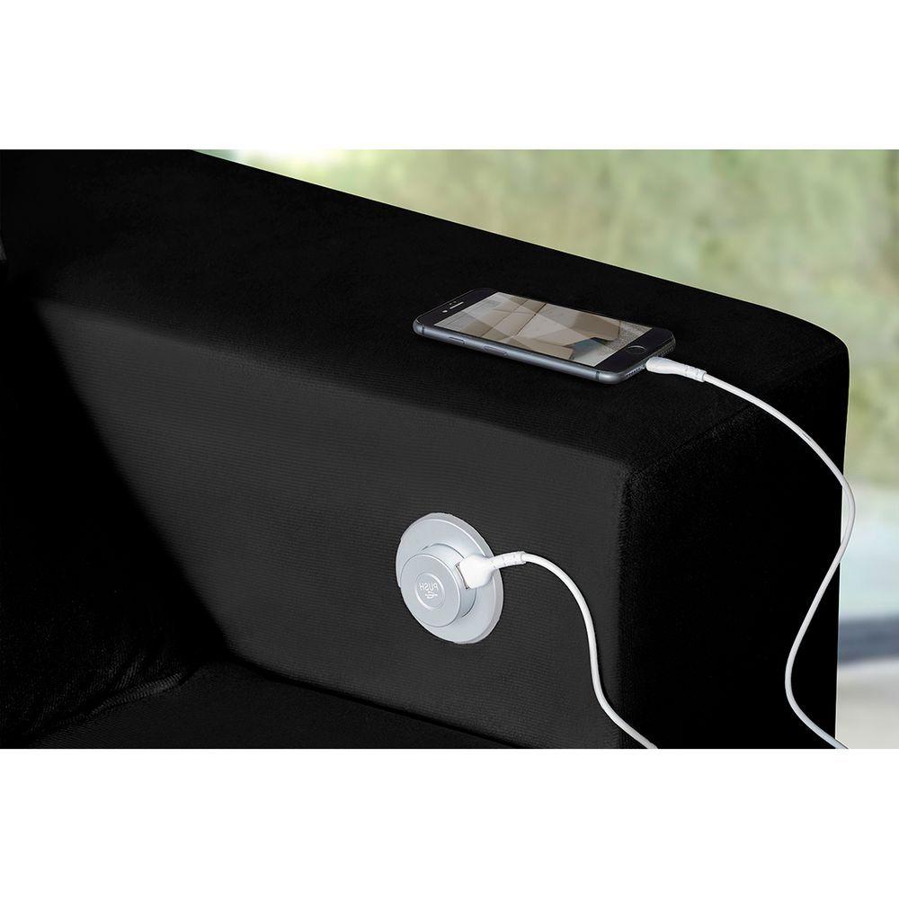 Miniatura Sofá 4 Lugares Smart 262cm Retrátil Carregamento Usb Preto