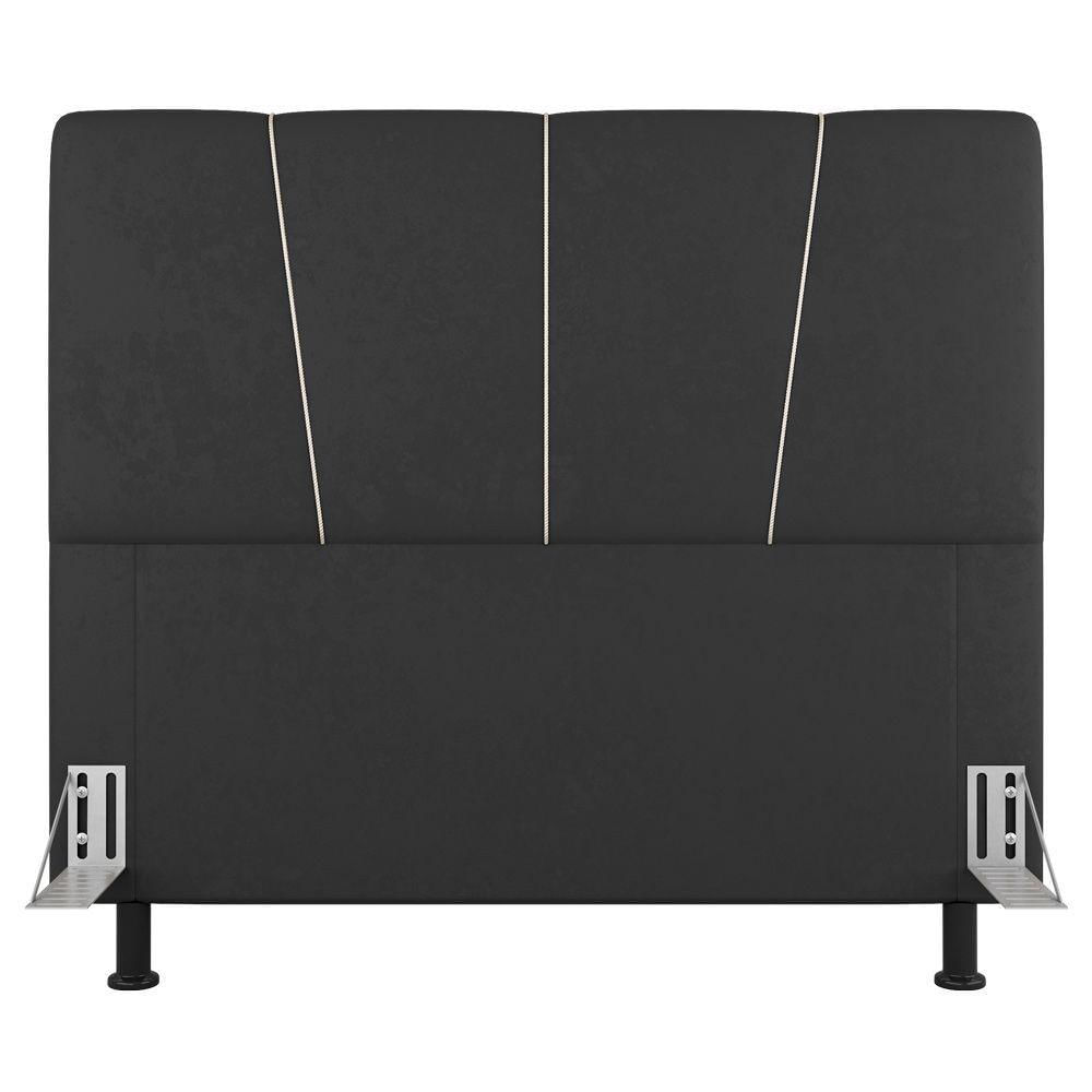 Miniatura Cabeceira Cama Box Casal Amber 140cm Estofada Suede Cinza Escuro - Abmaza