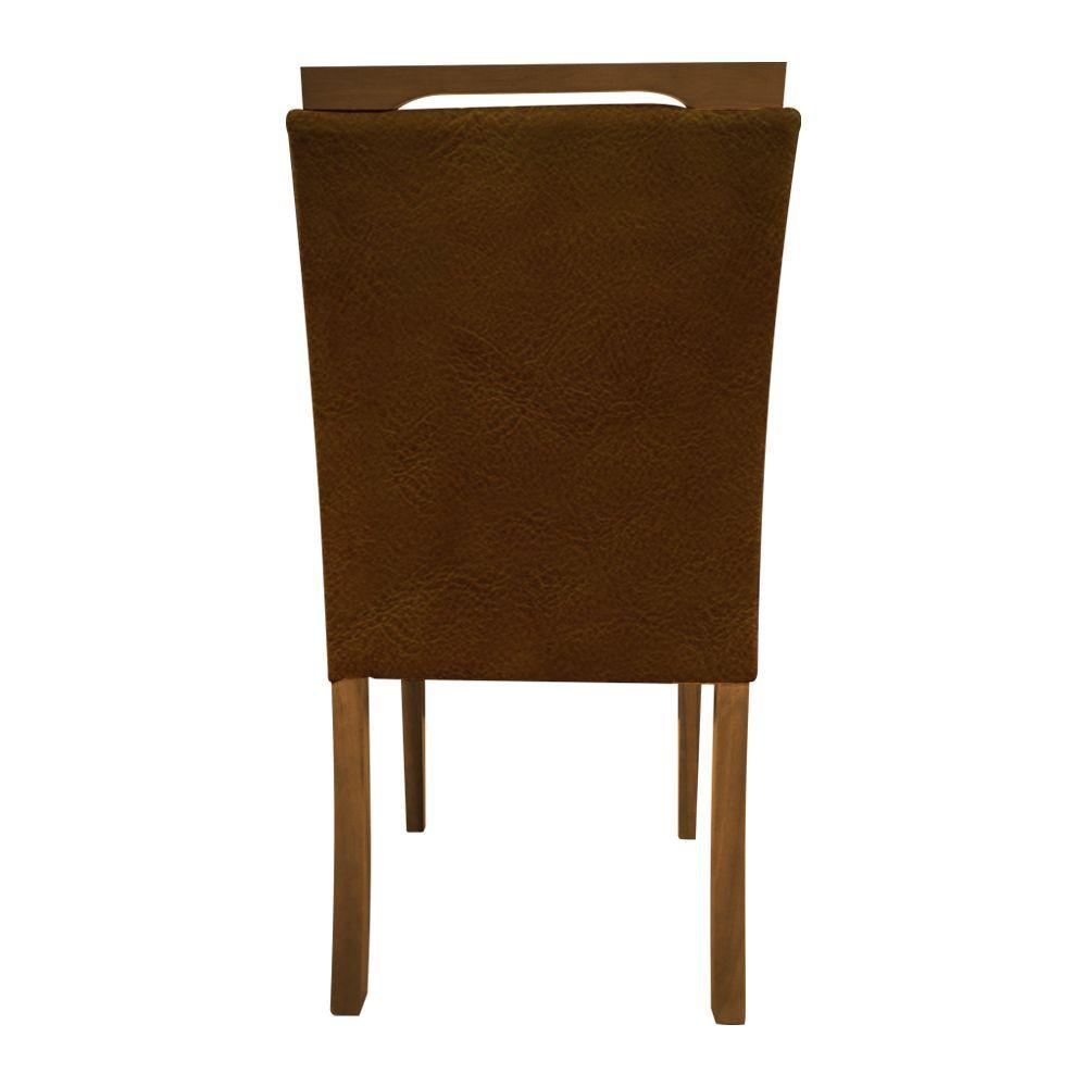 Miniatura Kit 4 Cadeiras De Jantar Vitória Estofado Em Tecido Sintético Caramelo Base Madeira Maciça Mel