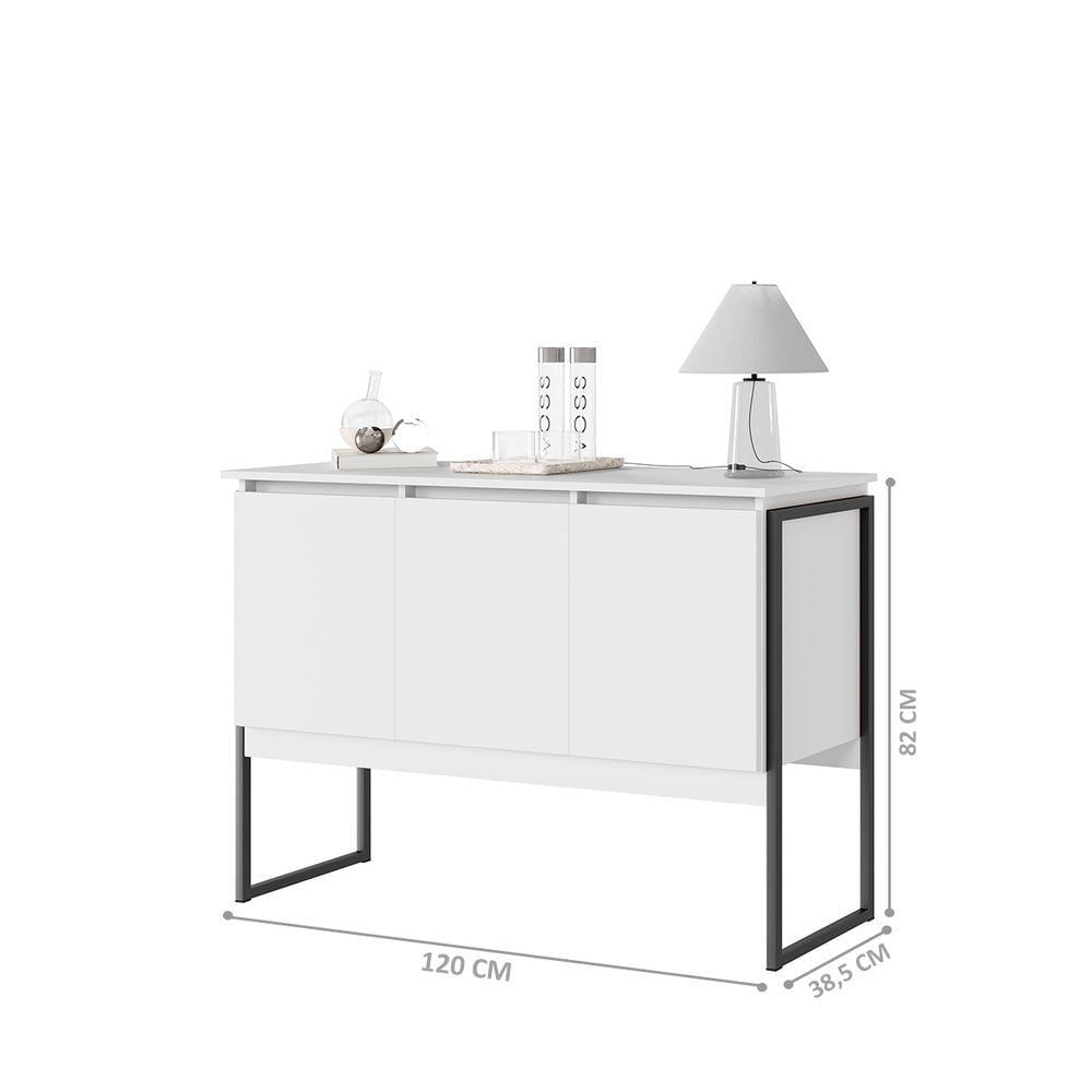 Miniatura Aparador Buffet Para Sala Industrial Oslo Branco Preto