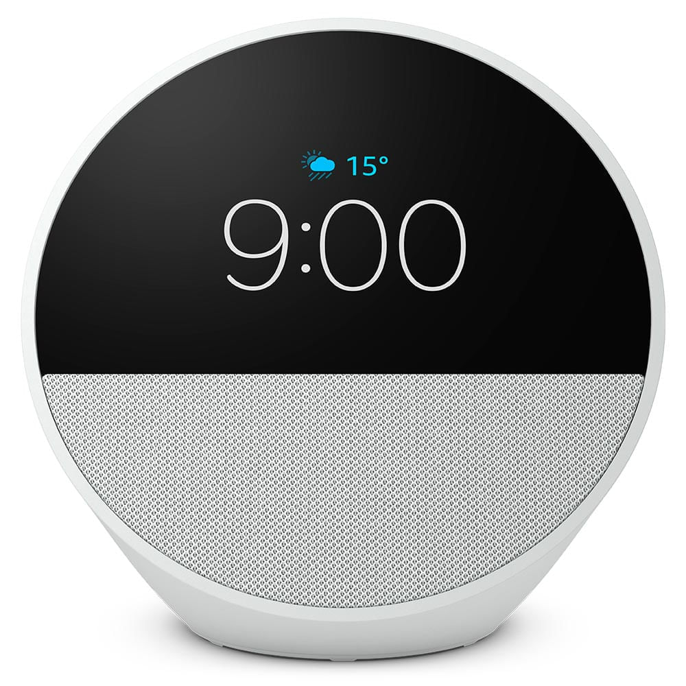 Miniatura Echo Spot (2024) com Alexa Despertador Inteligente com Som Vibrante e Alexa Branca - Amazon Bivolt