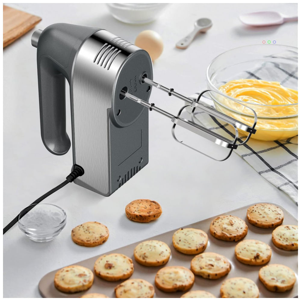 Miniatura Batedeira de Mão Elétrica com Botão de Ejeção e 5 Velocidades, 110V 450W, LILPARTNER, Cinza