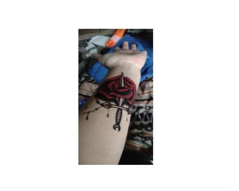 Miniatura Tatuagem Temporária Flor Adaga Cintura Barriga Sexy