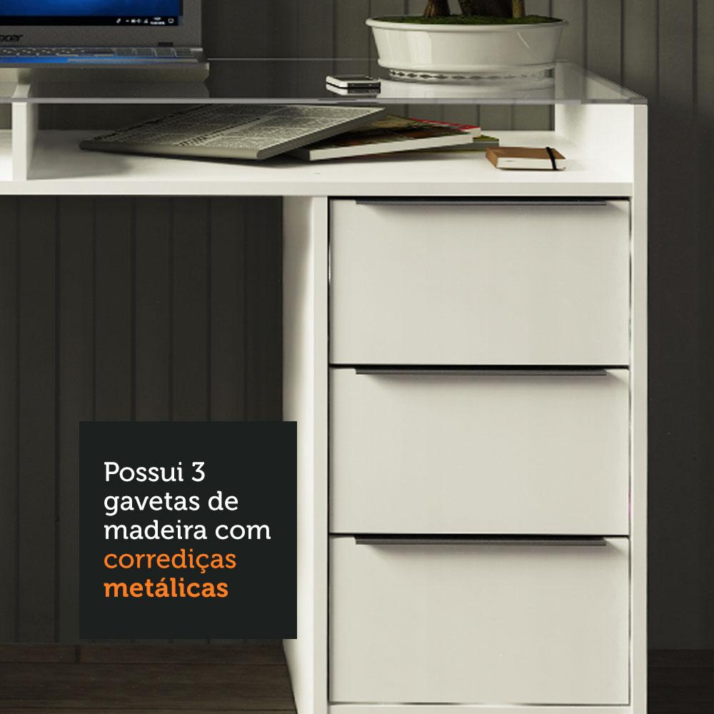 Escrivaninha Madesa Chicago 1 Porta e 3 Gavetas Branco