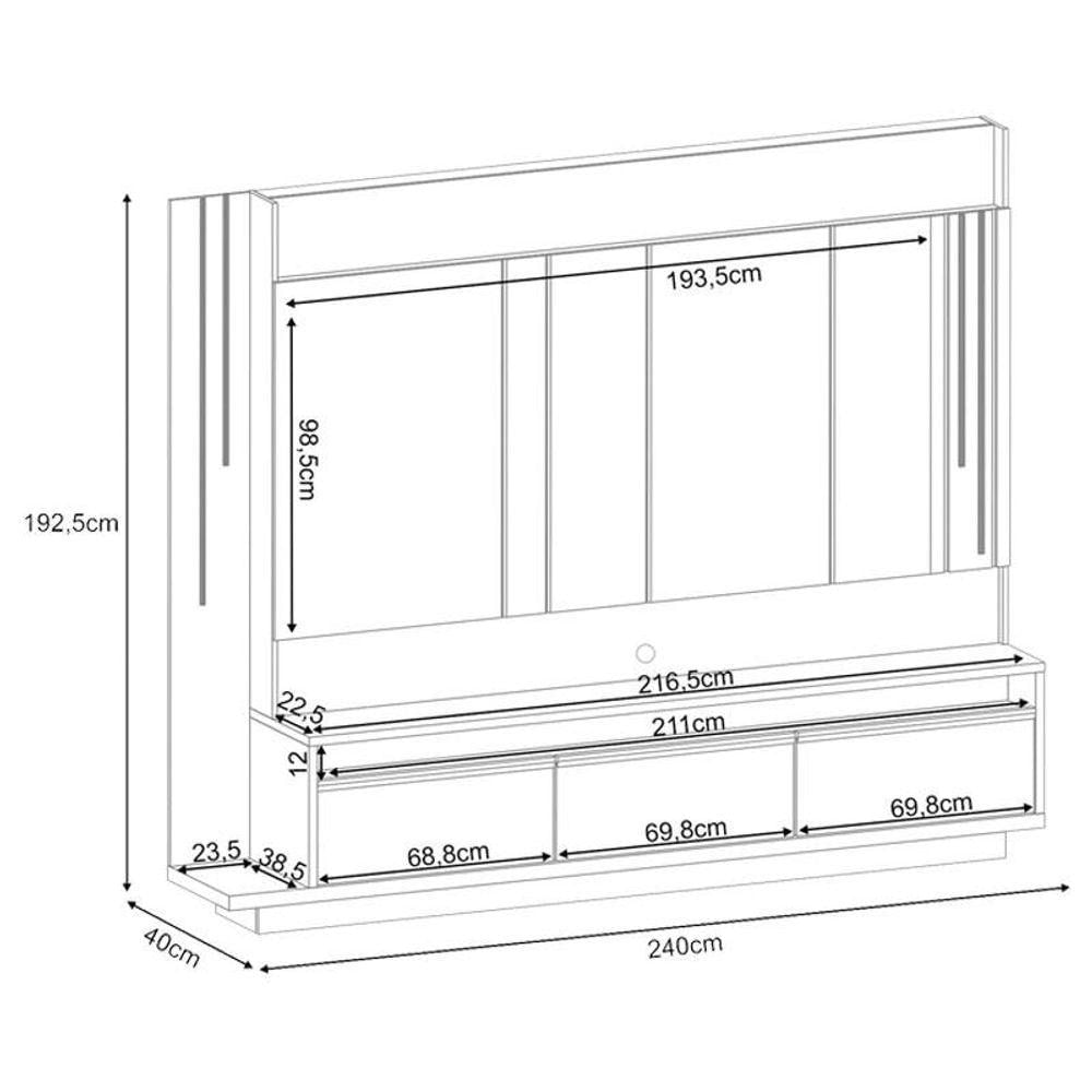 Miniatura Estante Home Theater Montane Off White Cinamomo E Aparador Infinity Cinamomo - Hb Móveis