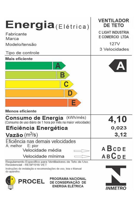 Miniatura Ventilador Teto 3 Pás Palha Winds Potente Branco Ventax 110V