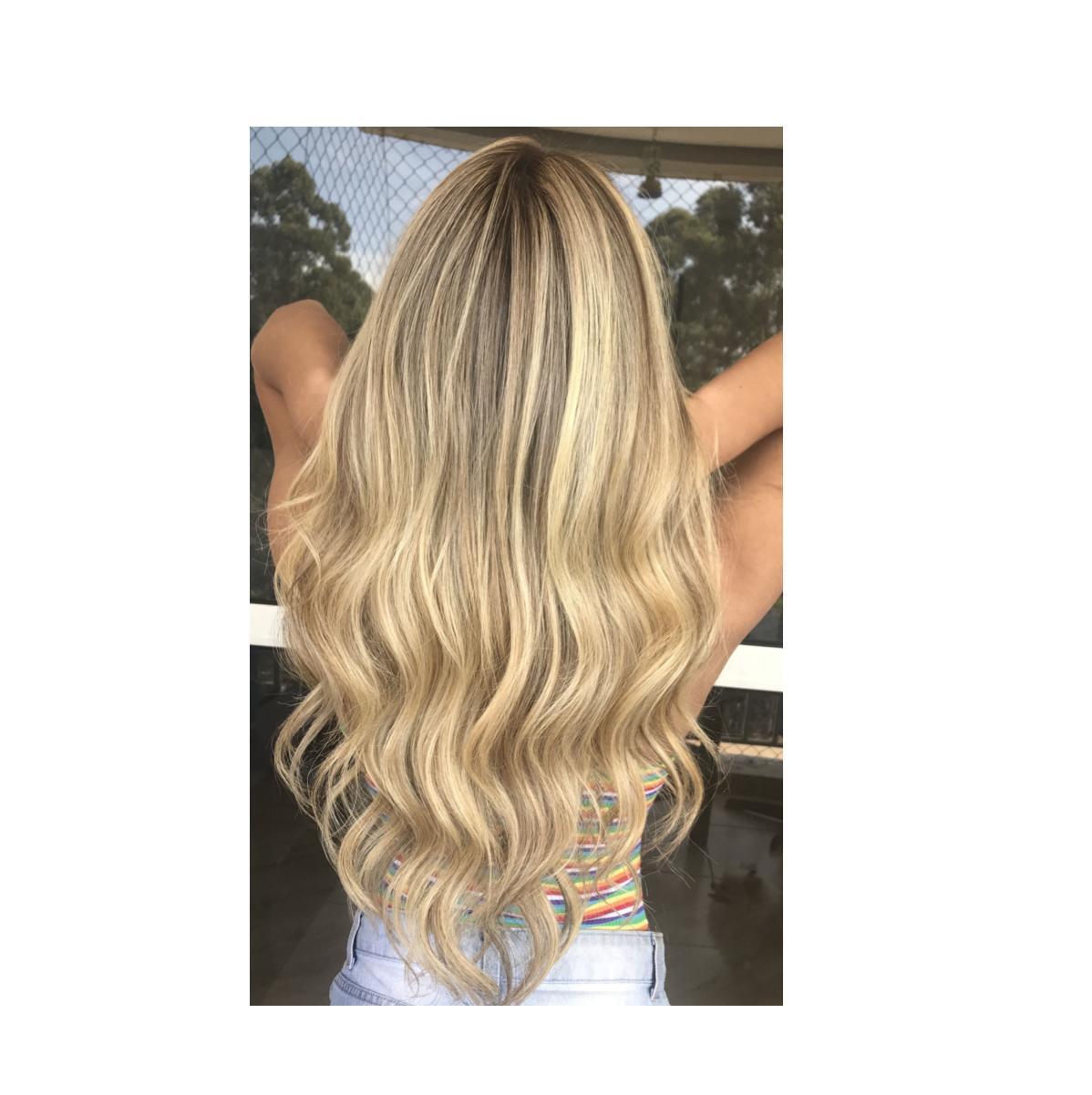 Aplique Tic Tac Orgânico Meg Hair Ondulado Loiro Alongamento