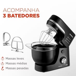 Batedeira Planetária Mondial BP-03 com 12 Velocidades e 700W – Preto 110V
