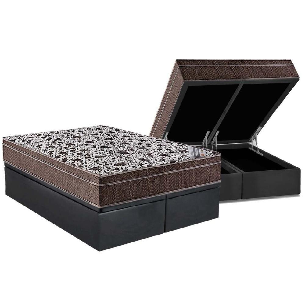 Miniatura Cama Box Baú Queen: Colchão Molas Ensacadas Ortobom Superpocket Physical + Base Gray(158X198)