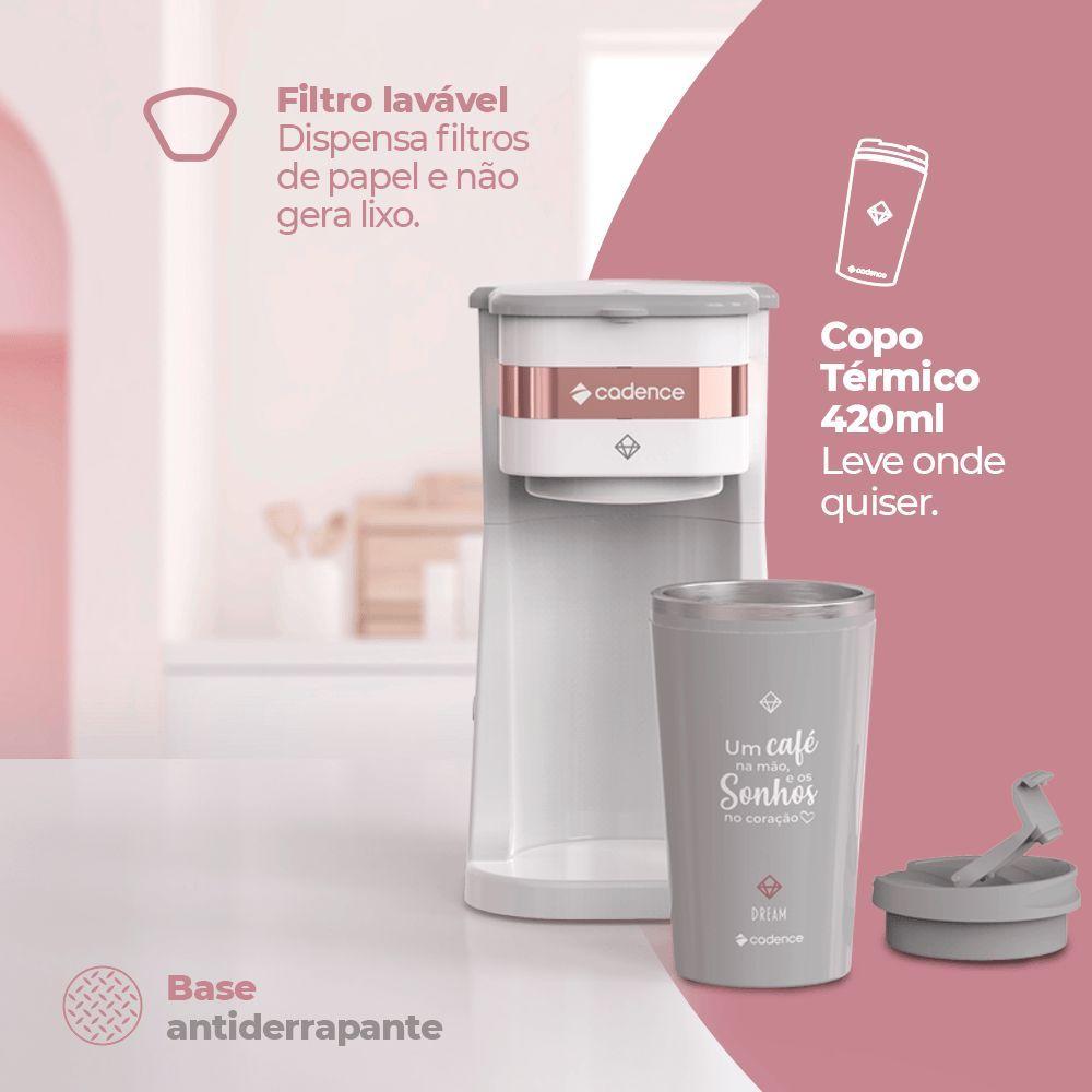 Cafeteira Elétrica Cadence Dream Rosé Gold Com Copo Térmico 110V