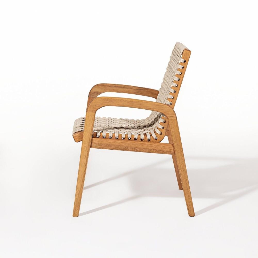 Conjunto 1 Banco 4 Cadeiras e 1 Mesa 180cm Traço Stain Jatobá/Corda Areia