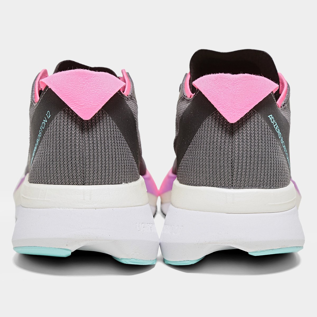 Miniatura Tênis Adidas Adizero Boston 12 Feminino Chumbo+Rosa - 34