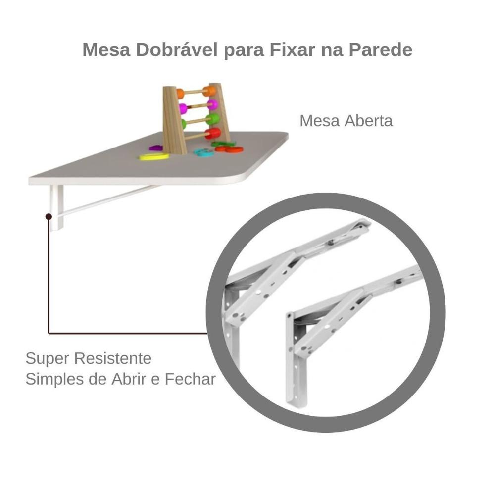 Miniatura Mesa Infantil Dobrável 60cm com Canto Arredondado Branco