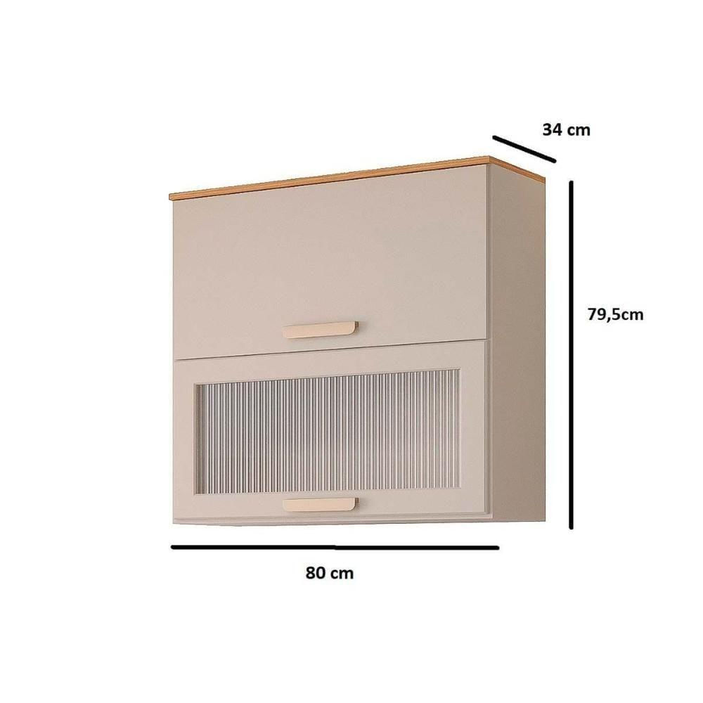 Miniatura Armário Aéreo P- Cozinha Basculantes C- 1 Vidro 80 Cm Freijo - Mgm