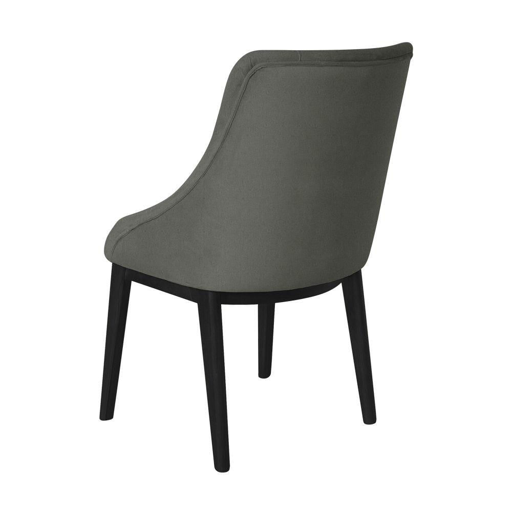 Miniatura Kit 4 Cadeiras De Jantar Elisa Nobre Estofada Capitonê Linho Chumbo Base Madeira Maciça Preto