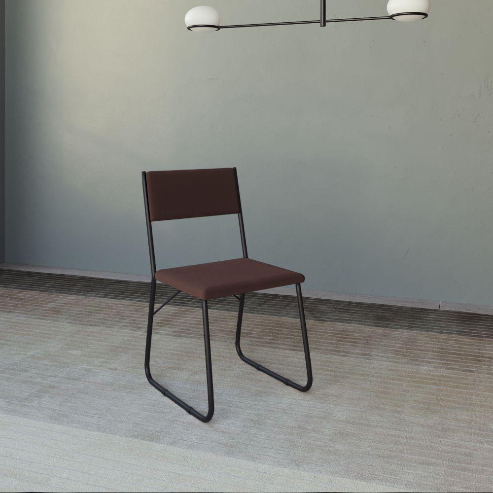 Miniatura Kit 2 Cadeiras De Jantar Estofadas Angra - Marrom - Marrom