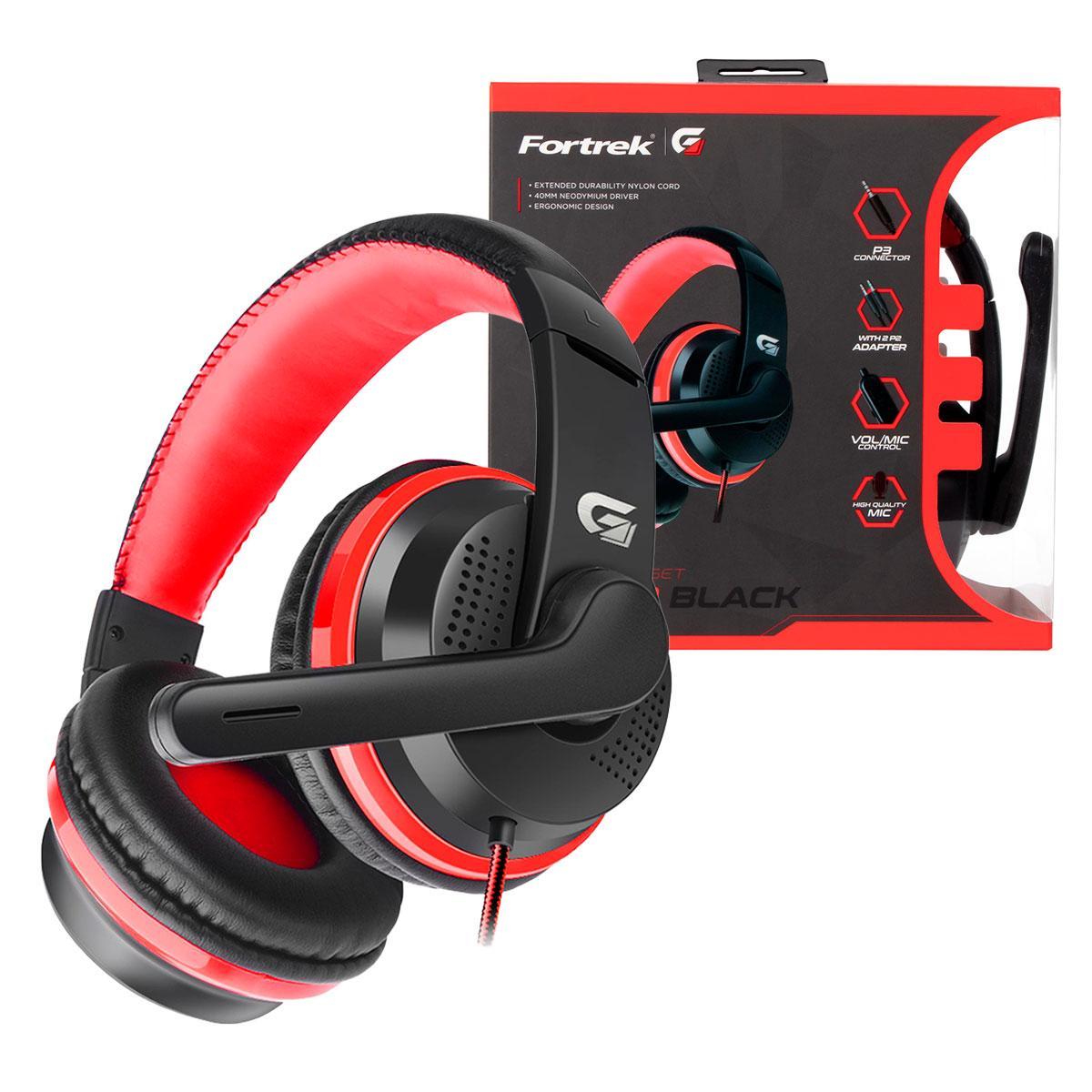 Miniatura Headset Gamer Fortrek Spider Black, P3 + Adaptador P2,