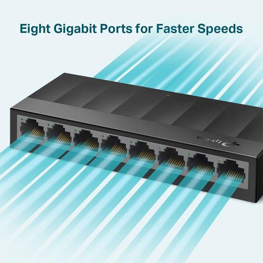 Miniatura Switch Gigabit De Mesa Com 8 Portas 10-100-1000 Ls1008g Smb
