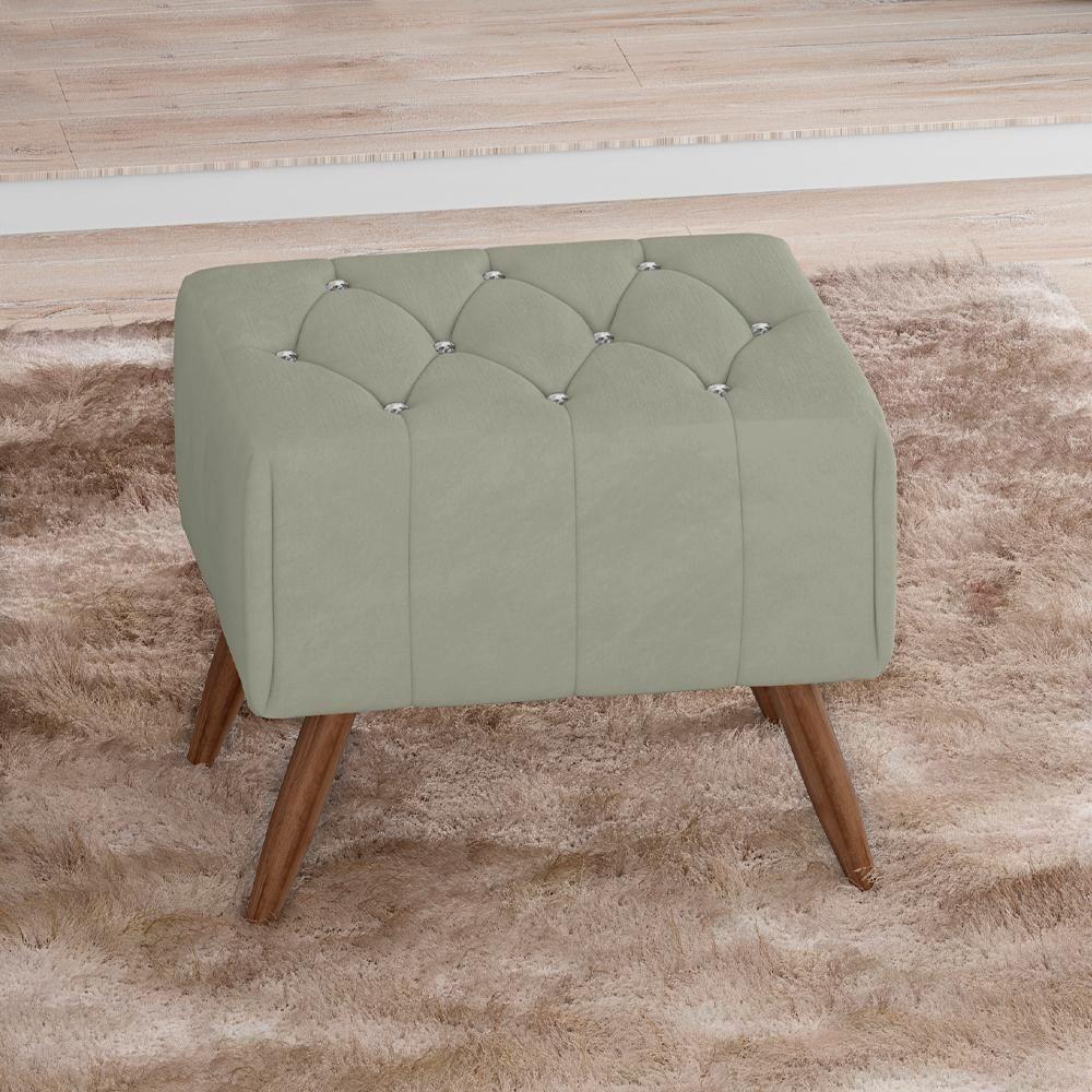 Miniatura Puff Puf Para Sala Pes Madeira Trit Veludo Sl 940 Peer Sl 940