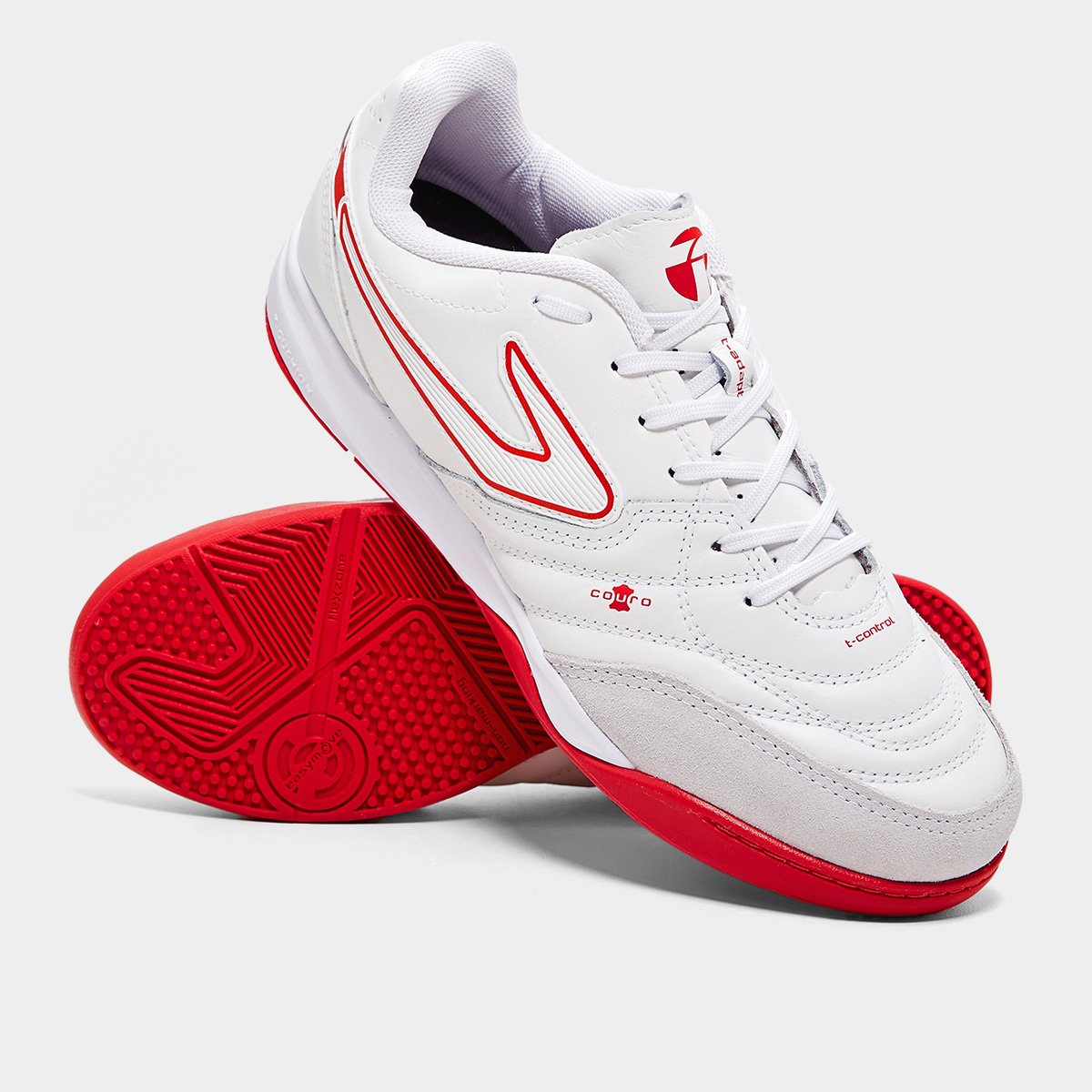Miniatura Chuteira Futsal Topper Maestro PRO V Unissex Branco+Vermelho - 44
